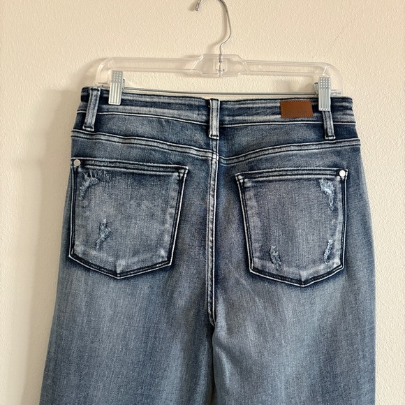 JUDY BLUE High Waist Distressed Destroyed Boyfriend Fit Blue Jeans - Picture 8 of 13